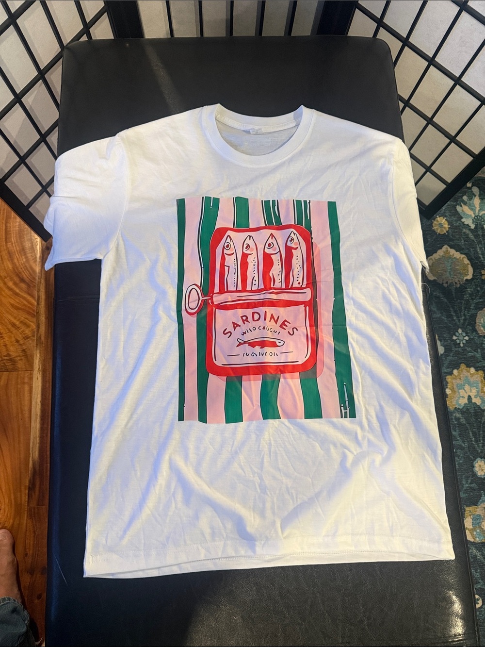 White Graphic Sardines Print Short-Sleeve Men's T-Shirt